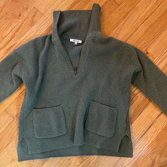 Madewell Glenbrook Half Zip Pullover Sweater in Heather Palm Size Small - Picture 5 of 6
